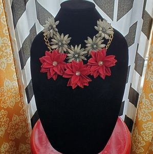 Lot of 2 flower statement necklaces.